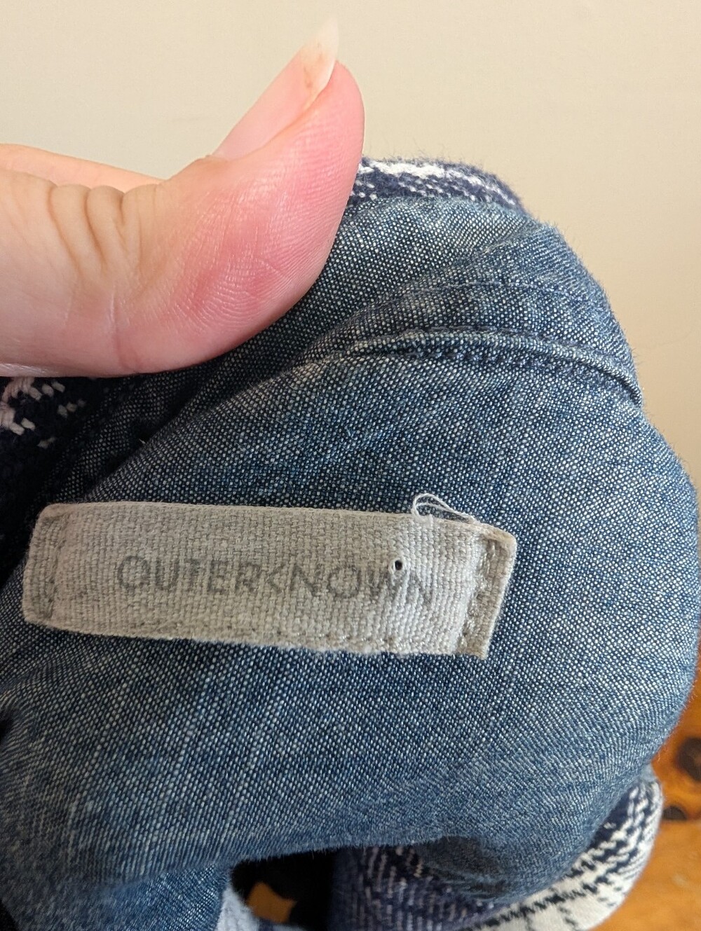 Outerknown Blanket Shirt M/L Navy White Plaid Organic Cotton Overshirt - Picture 8 of 8